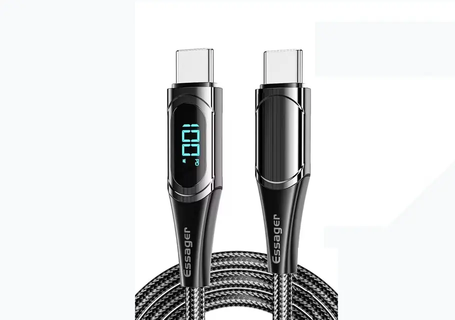 ايساجر كيبل USB نوع C الى 100 واط/5 امبير بي دي للشحن السريع متوافق مع جميع الاجهزة التي تدعم واط سي بطول 2 متر لهاتف ذكي