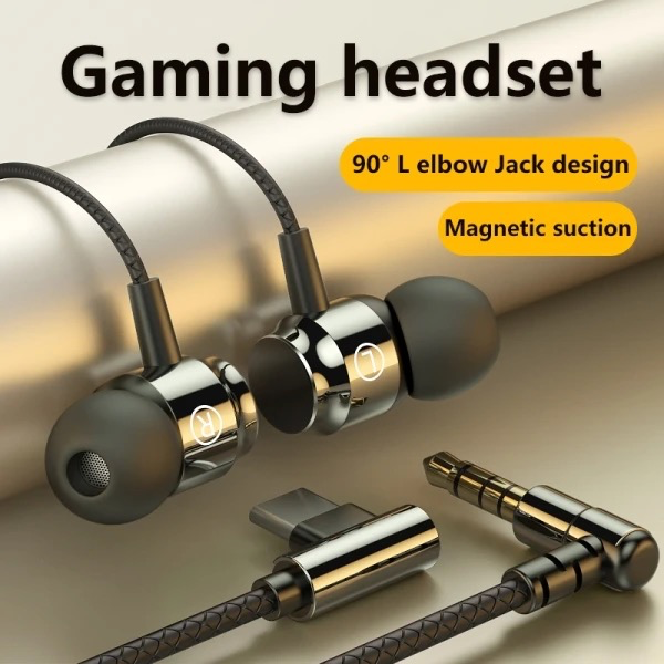 سماعة رأس ألعاب Falcon L Jack Magnetic Suction Wired Headship HiFi Bass Stereo 3.5 مم سماعة رأس موسيقية من النوع C لسماعة ميكروفون الهاتف