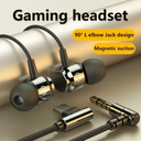 سماعة رأس ألعاب Falcon L Jack Magnetic Suction Wired Headship HiFi Bass Stereo 3.5 مم سماعة رأس موسيقية من النوع C لسماعة ميكروفون الهاتف
