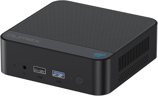 معالج N150 OUMAX Mini PC يصل إلى 3.6GHz 4 Core/4 خيوط 16 جيجابايت DDR4 500 جيجابايت M.2 SSD Mini PC 4 تيرابايت قابلة للتوسيع، Win-11Pro جهاز كمبيوتر صغير، إمدادات طاقة مدمجة، تبديد حراري سريع، جهاز WI عالي السرعة BT5.0